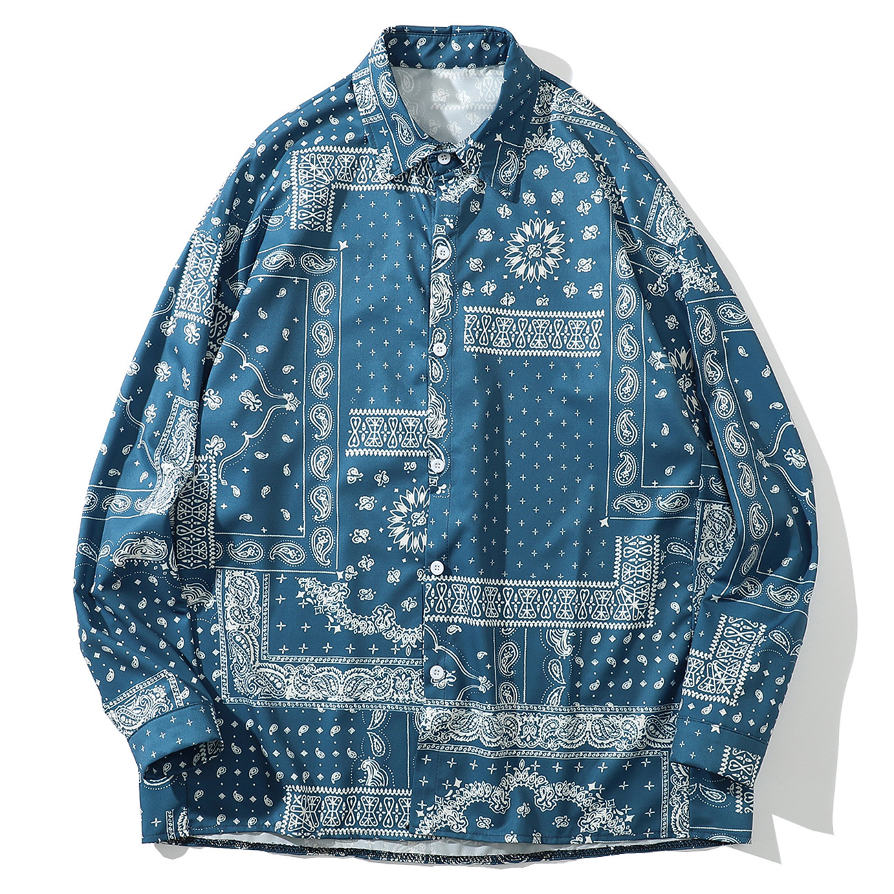 

2021 New Hip Hop Pattern Printed Casual Shirts Harajuku Streetwear Oversized Shirt Autumn Outwear Fashion Loose Cotton Long Sleeve Black Ygw, Brown