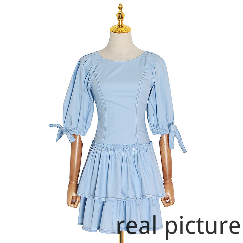 

2021 New Summer Back Cross Spaghetti Woman White Sleeve Solid Blue Breath Mini Dress Female Runway Casual Luxury Gxhw, Black