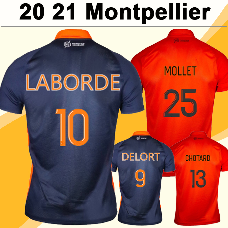 

20 21 Montpellier LABORDE Mens Soccer Jerseys DELORT SAVANIER HILTON Home Away Football Shirt FERRI CHOTARD MOLLET Short Sleeve Uniforms, Qm865 2021 away ligu. 1 patch