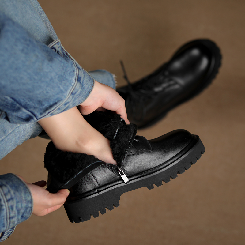 

2021 Russian Winter Minus Degrees Women's Wool-lined Hot Boots All Games Buckle Snowboots ZTWL, Black-fur