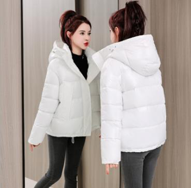 

Wholesale fashion winter short women's bright face thickened loose winter solid color cotton student jacket, Orange