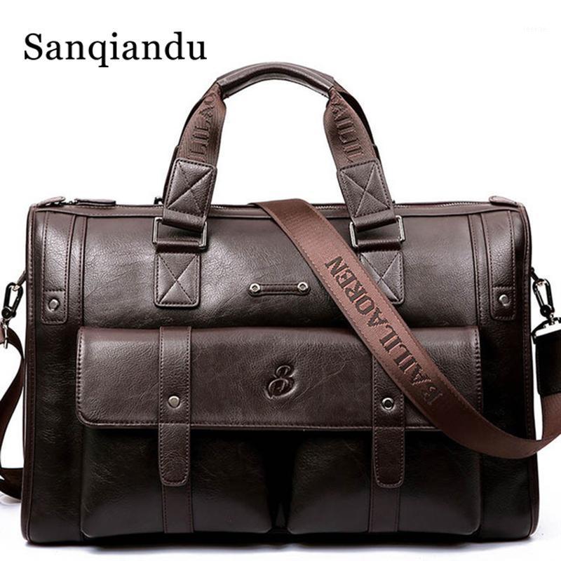 

Men Quality Leather Fashion Business Briefcase 15" Laptop Case Attache Portfolio Bag Shoulder Messenger Bag Travel Handbag Totes1, Black