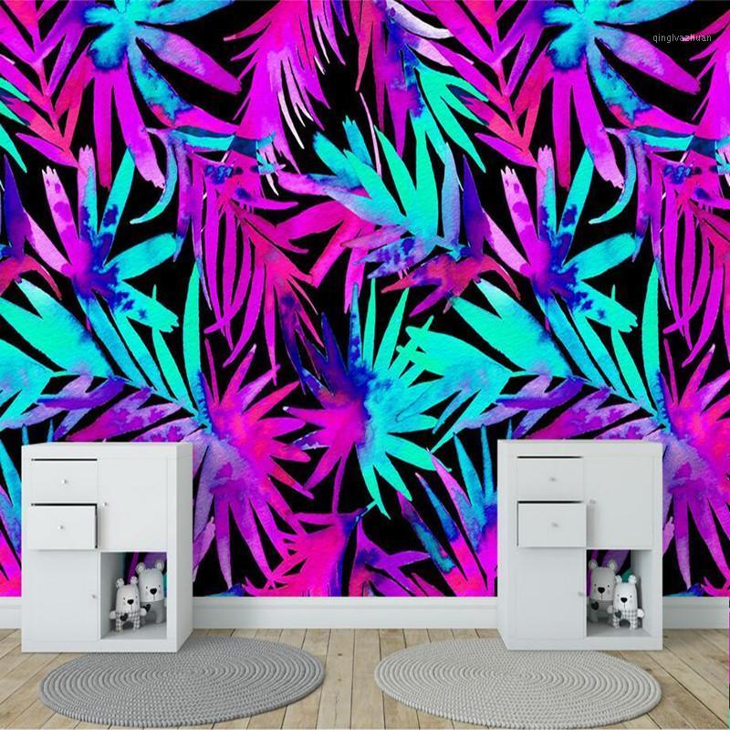 

3D Custom Photo Wallpapers Modern Simple Murals Colorful Tropical Plant Leaves Walls Papers for Living Room Painting Home Decor1, As picture
