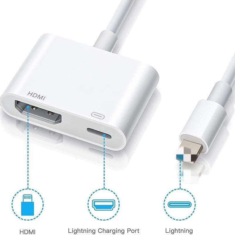 

4K 1080P for iPhone to HDMI 8-Pin Port HD TV/ Projector Converter Adapter For Apple Need Charge Gaming Office Study With packaging