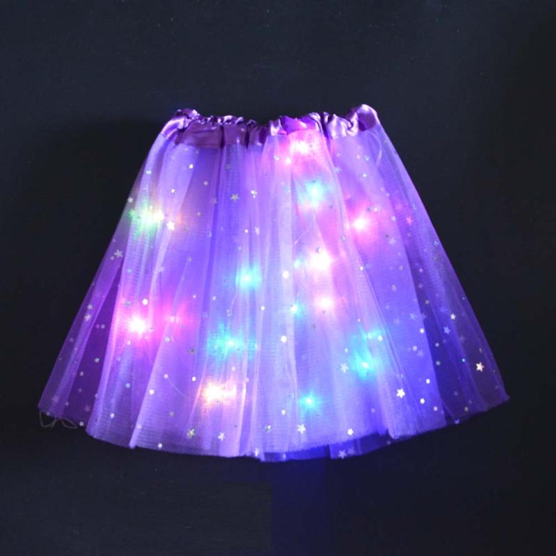 

Flower Star Princess Girl Kids Light Tutu LED Skirt Tulle Birthday Gift Glow Party Wedding Costume Led Clothing Christmas Xmas