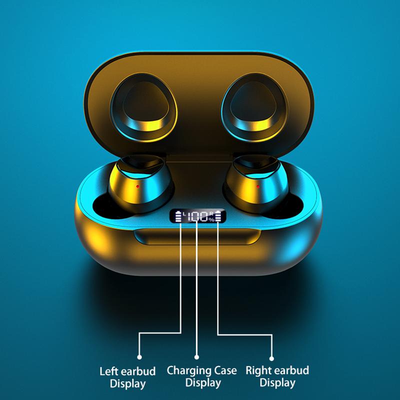 

TWS Bluetooth 5.0 Earphones LED Charging Box Wireless Headphone 9D Stereo Sports Waterproof Earbuds Headsets With Microphone, White