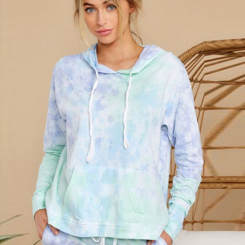 

2021 New Autumn Winter Suits Tie-dyed Tracksuit Lady Long Sleeve Pullover Sweatshirt Women Casual 2 Pcs Tops+pants Gej9