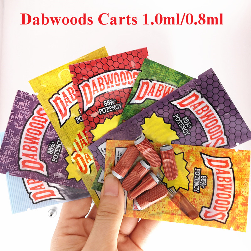 

Dabwoods Carts Pen Cartridges 1ml 0.8ml Glass Tanks Wood Tip Ceramic Cell Coil Empty Vaporizer Pen Thick Oil Cartridge 510 Carts with bags