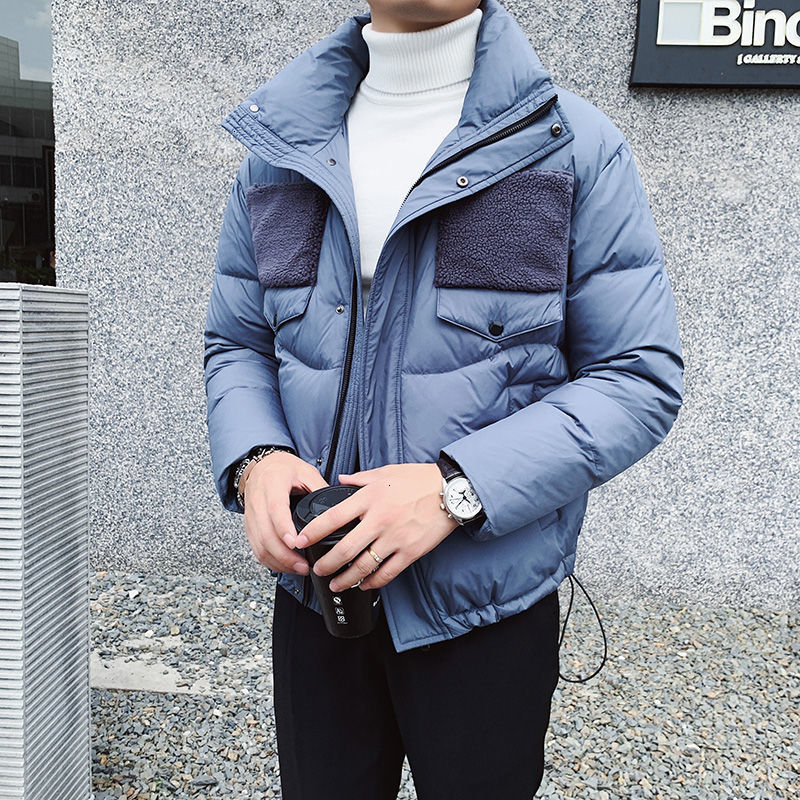 

New Masculino-roupa 2021 Acolchoada Outono-inverno Novo Emagrecimento e Veludo Retalhos De Algodo-acolchoado Casuais Juventude NVAT, Blue
