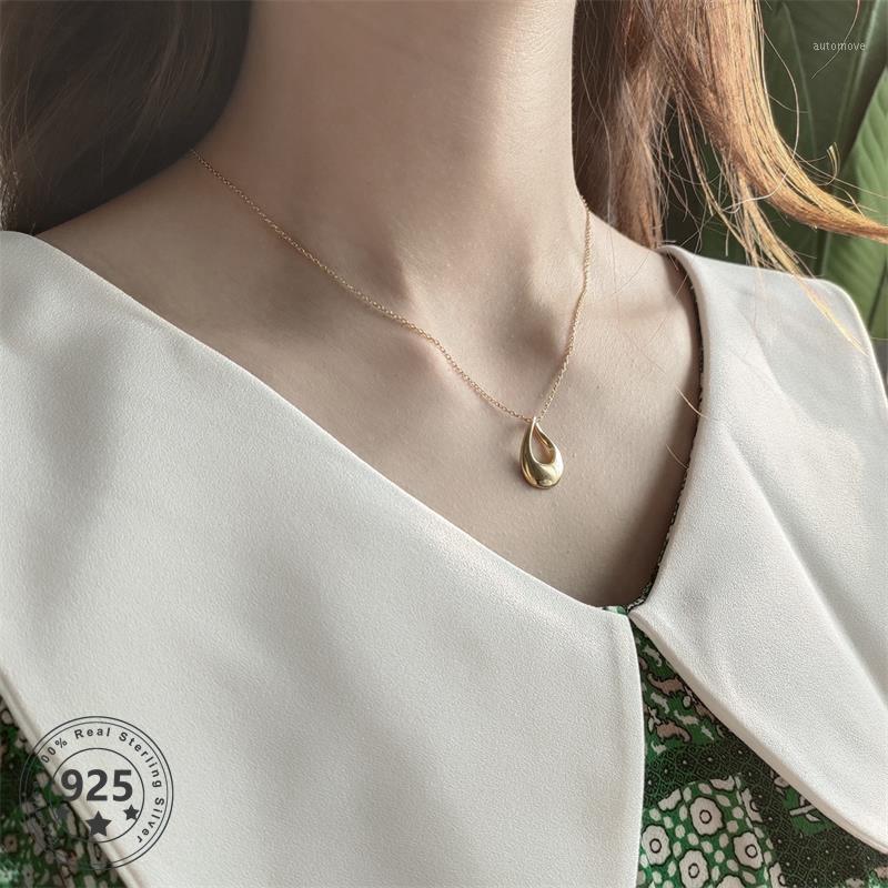 

LouLeur Real 925 Sterling Silver Gold Color Necklace Casual Irregular Water Drop Shape Necklace Women Fashion Fine Jewelry Gifts1