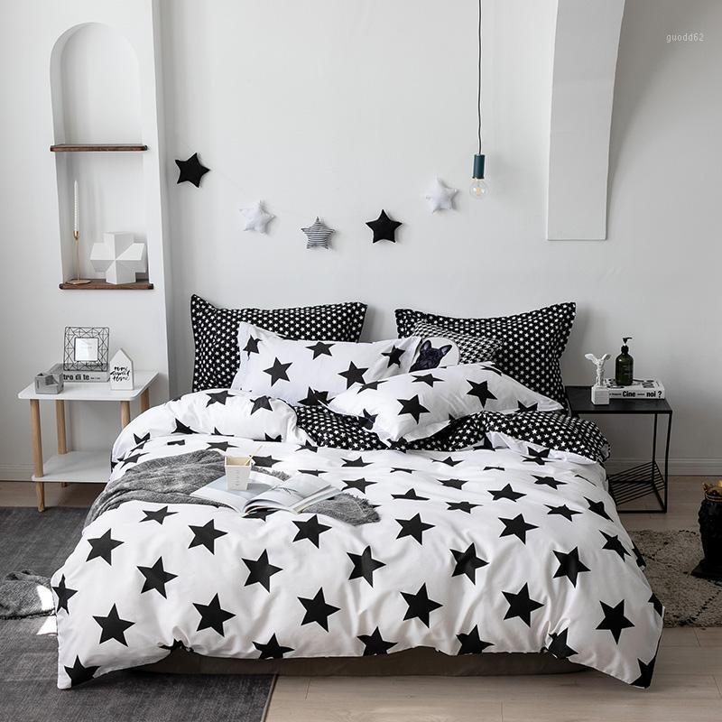 

100% cotton Home Decor Bed linen Classic black & white series duvet cover bedding set sheets Bedspread Pillow case Home Textile1, Tino