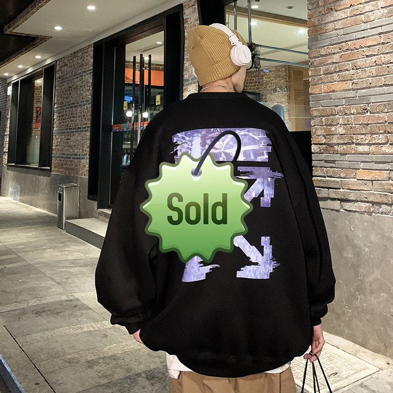 

Trendy Sweatshirt 19ss Fashion Brand Ow White Oil Painting Hooded Autumn and Winter Couple Loose Coat