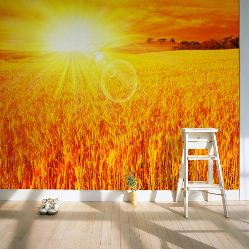

Dropship Custom Size Photo Landscape Wall Painting Wallpaper TV Background Sofa Bedroom Living Room Wallpaper Sunset Straw Mural, As pic