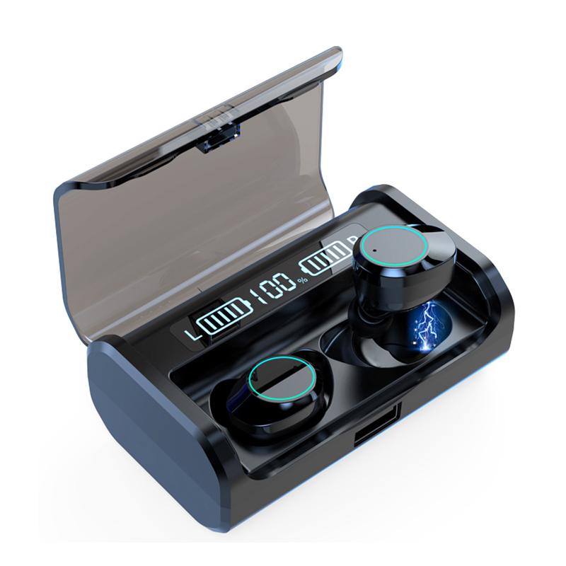 

EWA Bluetooth Earphones G02 Earphone Wireless IPX7 Waterproof Touch Earbuds Headset 3300mAh Battery LED Display Type-c Charge, Black