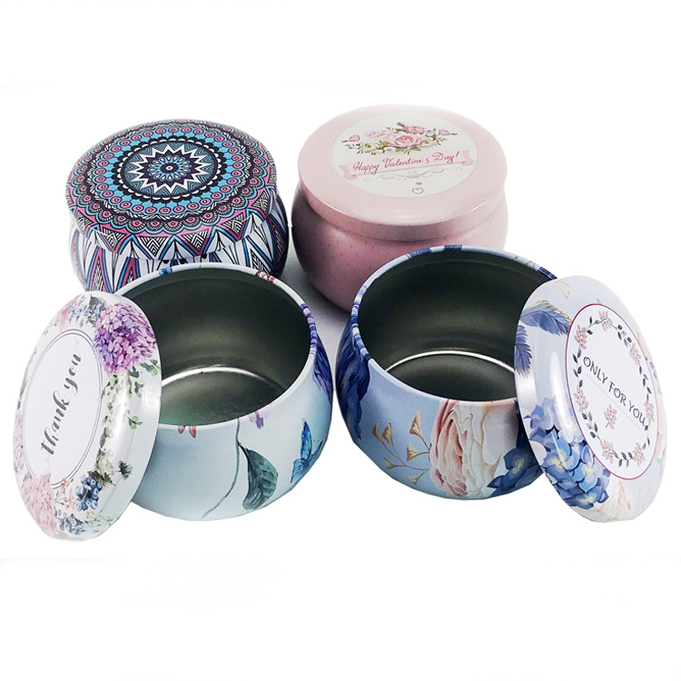 

125styles!! Candy Tins Metal Empty Round Metal Storage Tin Cans Jars Containers Travel Storage Tins for Candy Cookie Lip DIY Candles EEE2636, Randow color