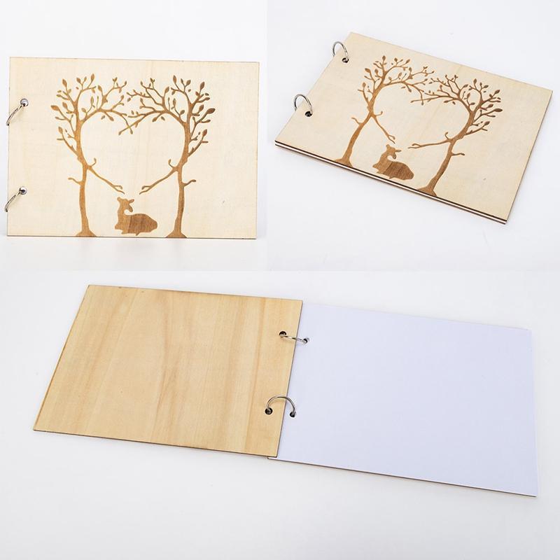 

Guestbook Wedding Guest Book A4 Wooden Notebook Custom Name & Date Lettering Book Wood Wedding Decoration1