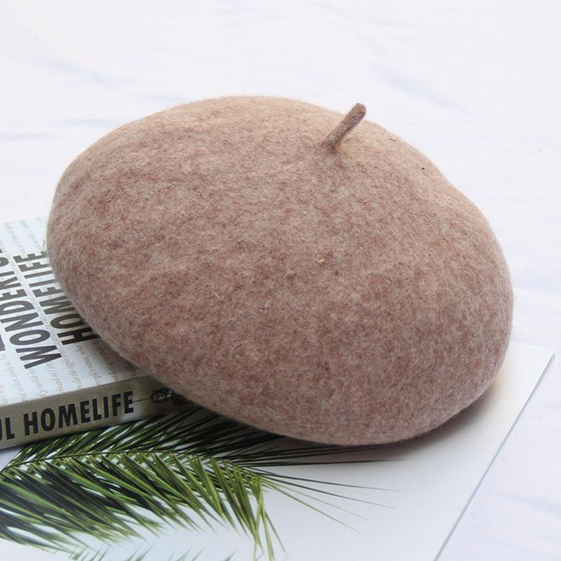 

Woollen Hat Thickened Beret Hat Lady Autumn/winter Painter Bud Solid Colors Go With Everything, White