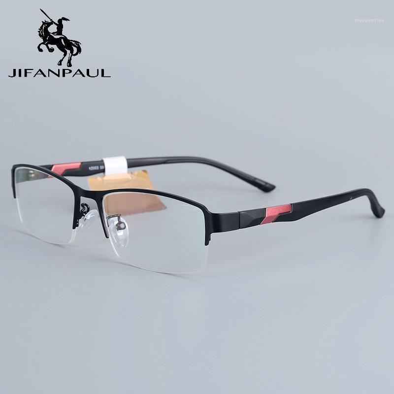 

JIFANPAUL Men's stainless steel glasses semi-optical glasses frame men's square ultralight myopia prescription1