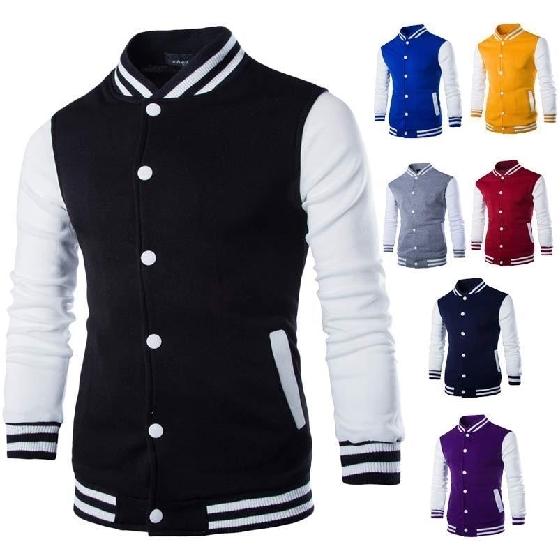 

New Men/Boy Baseball Jacket Men Fashion Design Wine Red Mens Slim Fit College Varsity Jacket Men Brand Stylish Veste Homme 3XL 201124, W68 gray