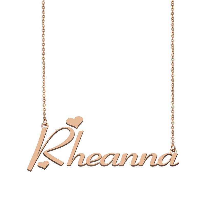 

Rheanna Name Necklace Custom Nameplate Pendant for Women Girls Birthday Gift Kids Best Friends Jewelry 18k Gold Plated Stainless Steel, Silver