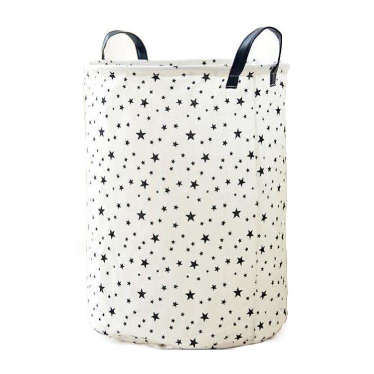 

1 Piece Foldable Laundry Basket in Cotton and linen for Kids Portable Durable Organizer Storage Basket Storage ( star pattern