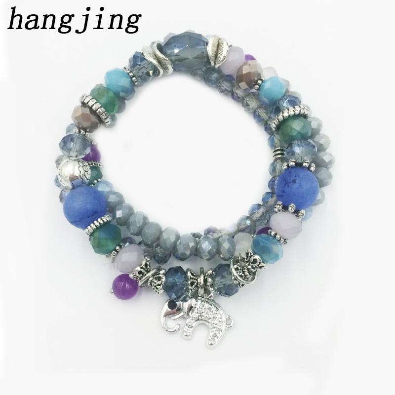

hangjing 3pcs/set summer luxury friendship stretch wholesale New women charm crystal bead natural stone bracelets for couples