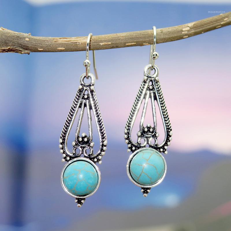 

Classic Vintage Stone Silver Color Earrings Fashion Bohemia Style Lady Drop Earrings Jewelry for Women Party Gift1