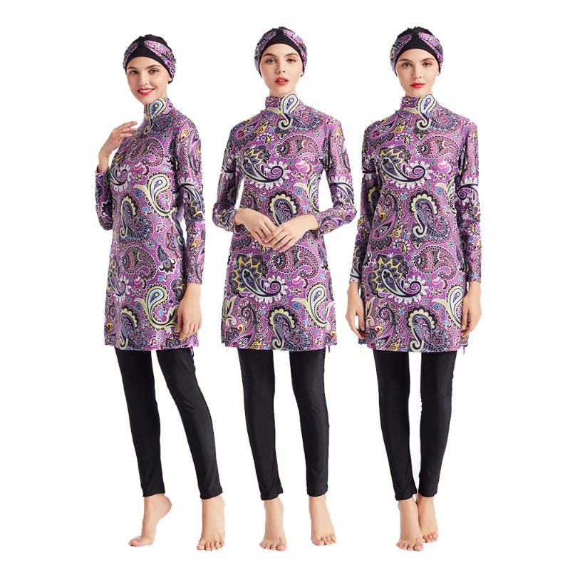 

Muslim Swimwear Long Sleeve Full Cover Fashion Burkini Islam Swimsuit Swim Suit Swimming Clothes Modest Beach Wear Plus Size