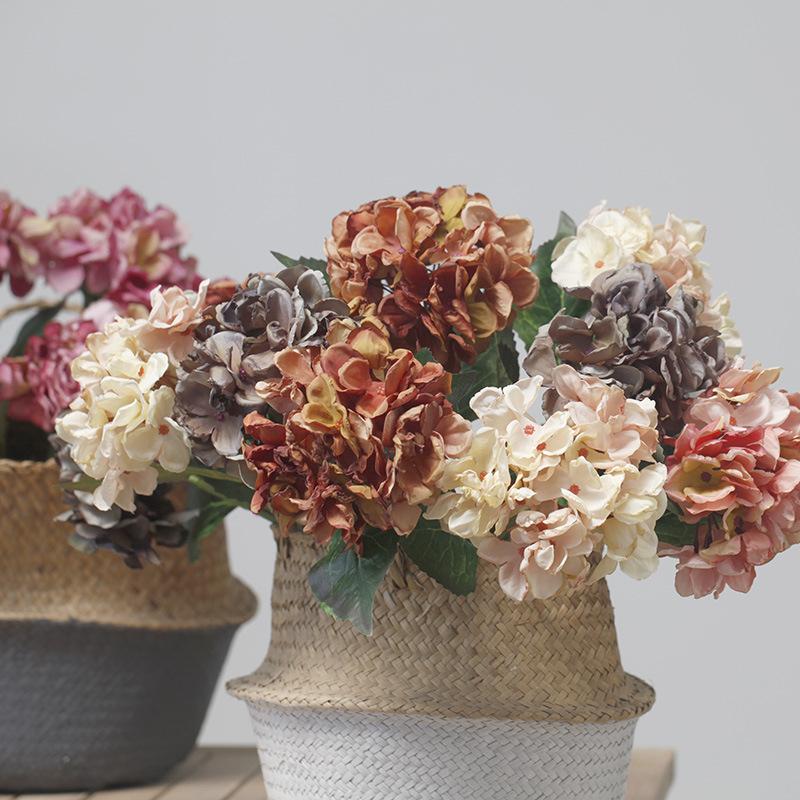 

Decorative Flowers & Wreaths Silk Artificial Hydrangea Noble Retro Bouquet Wedding Home Living Room Table Decor Fake Plant Flower Wall Arran