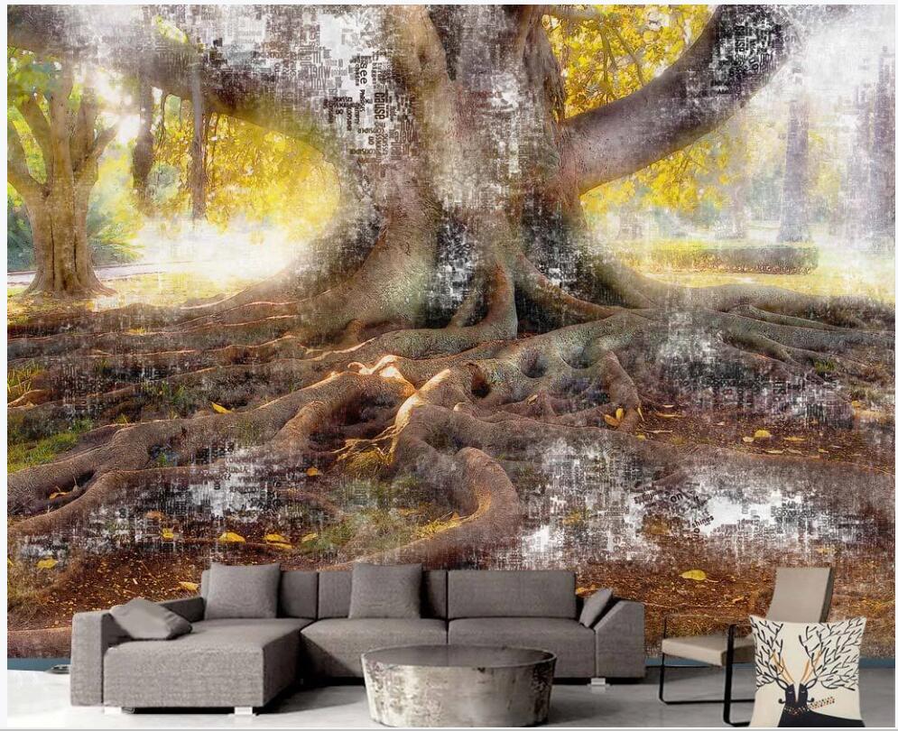 

custom photo mural wallpaper 3 d Fantasy forest big tree scenery home decor living room wallpaper for walls 3d bedroom background, Non-woven wallpaper