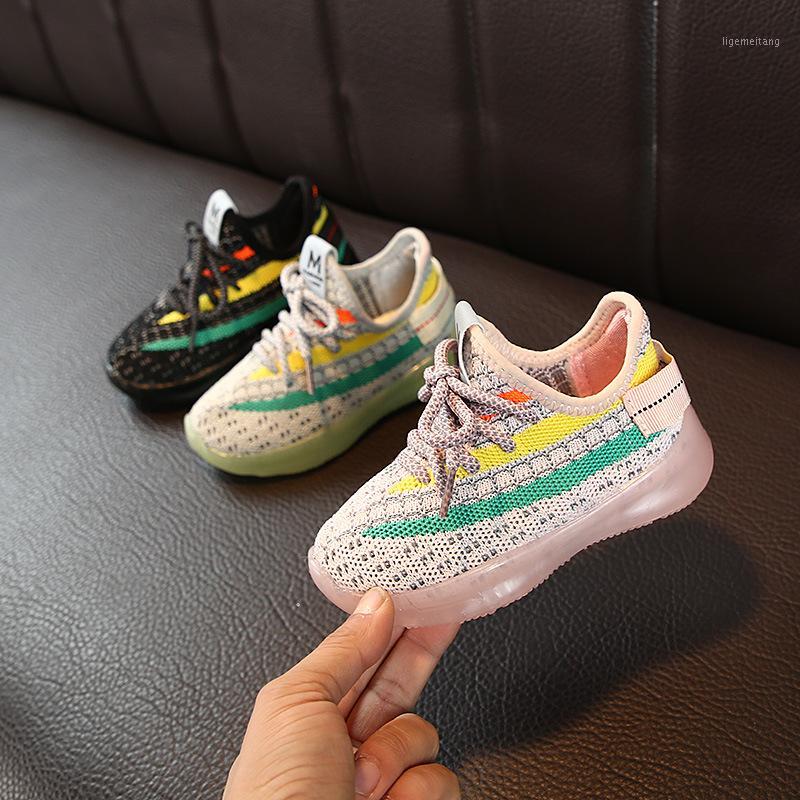 

2020 New Children Shoes Boys Girls Sports Shoes Flying Woven Breathable Mesh Toddler Sneakers Kids for Girls Coconut1, Black