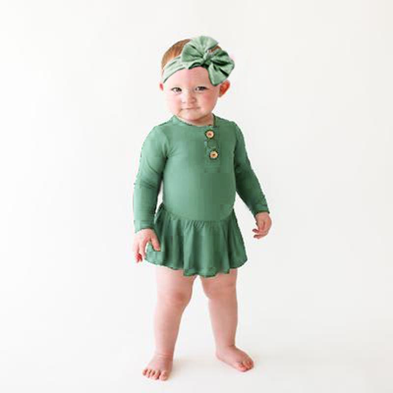 

Infant Newborn Baby Girl Romper Dress Set Skirt Hem Triangle Crotch Knitted Dress with Bow Headband1