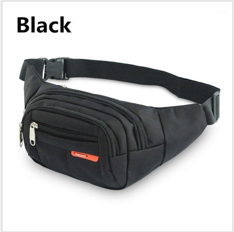

New Arrival Nylon Canvas Zippered Secure Waist Bum Bag Travel Holiday Money Document Pouch Portable Mens Casual Out Bags Cases1, Black
