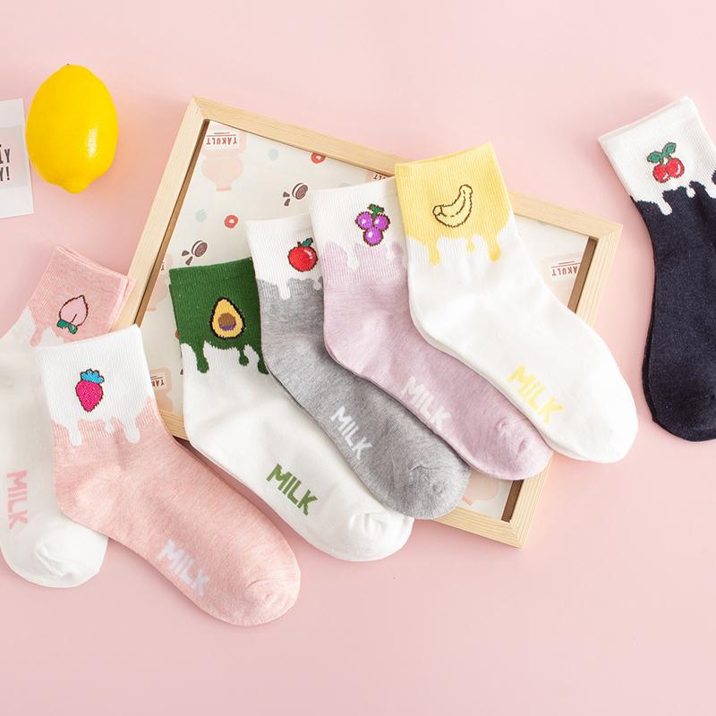 

New Cartoon Fruit Cotton Strawberry Banana Avocado Women Korean Version of Socks Fashion Street Japan Harajuku Socks Socket