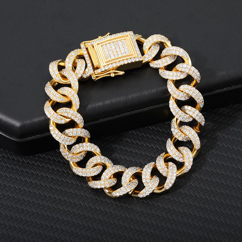 

Hip Hop Iced Out CZ Twisted Oval Cuban Link Chain Bracelet Big Clasp Gold Silver Color Zircon Bracelets jewelry For Female
