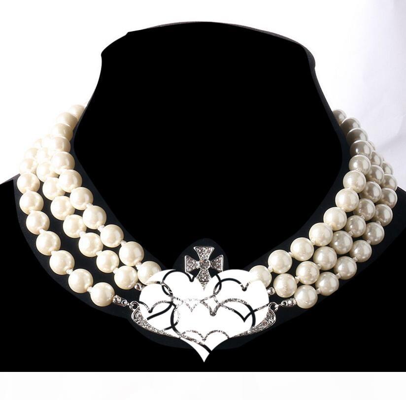 

2020 new product 3-layer pearl orbit necklace ladies rhinestone satellite planet necklace gift high quality