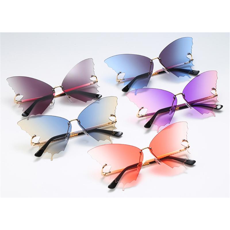 

Sunglasses 5 Pairs Fashion Butterfly For Women Outdoor UV Protection Vintage Metal Rimless Summer Beach