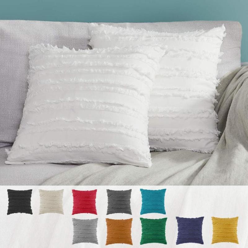 

White Cushion Cover Couch Square Pillow Case Yellow Ivory Grey Cotton Pillow Cover 45x45cm 50x50 Home Decoration Sofa 18