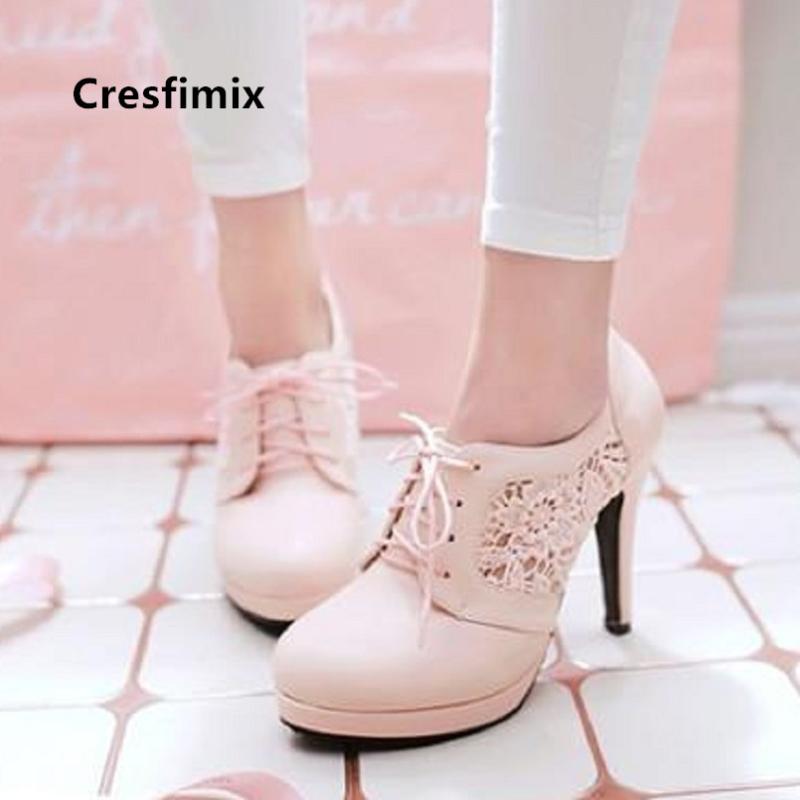 

Cresfimix Botas Femininas Women Classic High Quality Short Ankle Boots Lady Casual High Heel Pink Boots Female White C5460