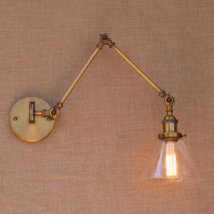 

Glass Brass Adjustable Long Arm Wall Light Vintage Edison Loft Style Industrial Wall Lamp Sconces Aplique LED Luminaire Arandela