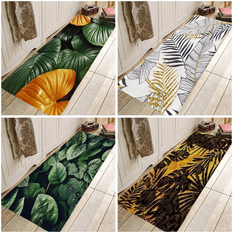 

Creative 3D Printing Tropical Leaf Hallway Carpets and Rugs for Bedroom Living Room Carpet Kitchen Bathroom Anti-Slip Floor Mats1, Green