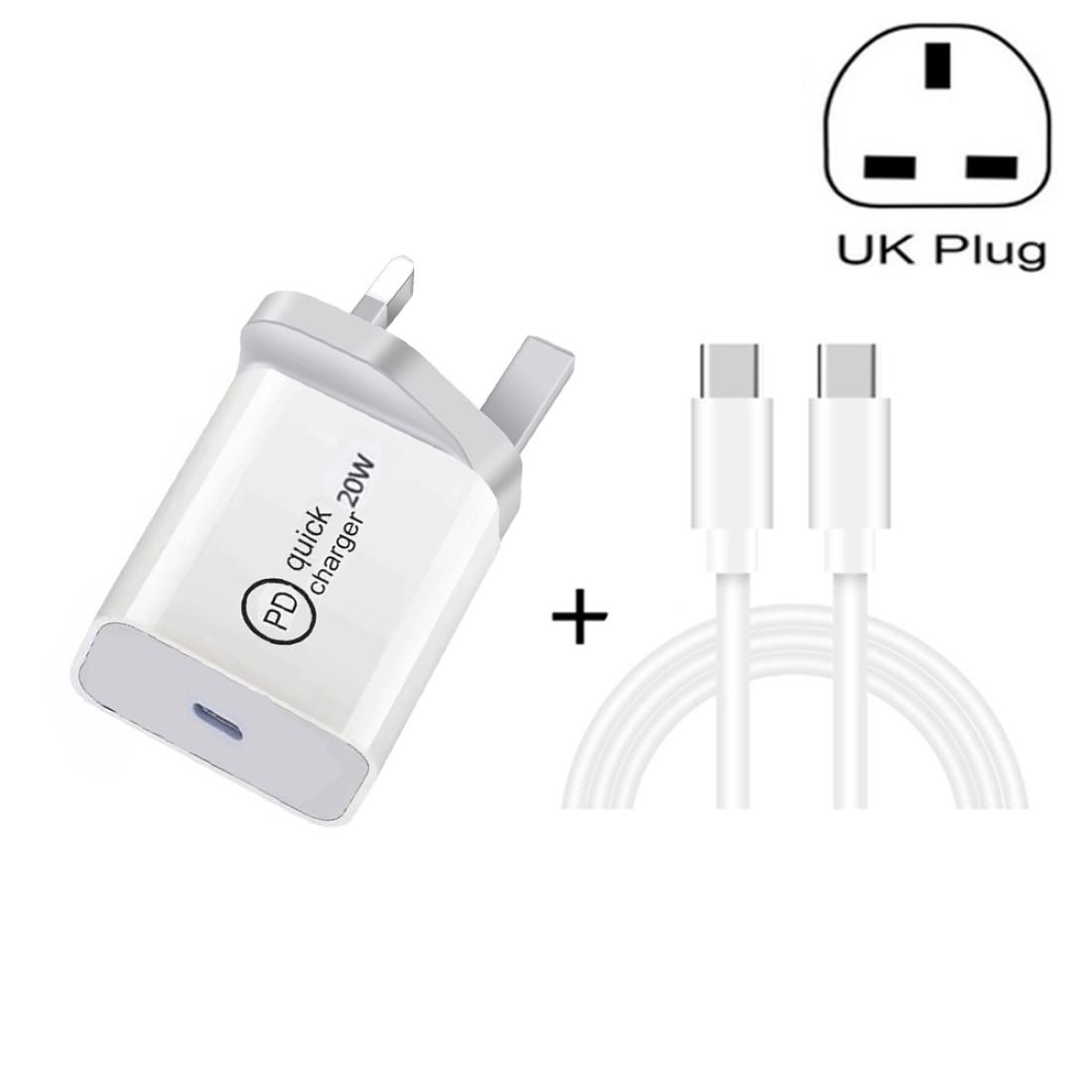 

SDC-20W 2 in 1 PD 20W USB-C Type-C Travel Charger 3A PD 30 USB-C Type-C to USB-C Type-C Fast Charge Data Cable Set Cable Length 2m UK P