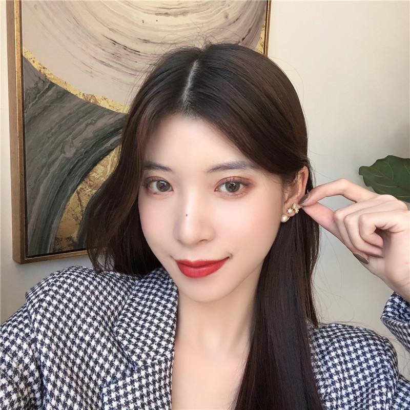 

TIMEONLY Korean Style Oversize Round Pearl Earrings for Women Brass Gold Bling CZ Cubic Zircon Geometric Stud Earrings Oorbellen