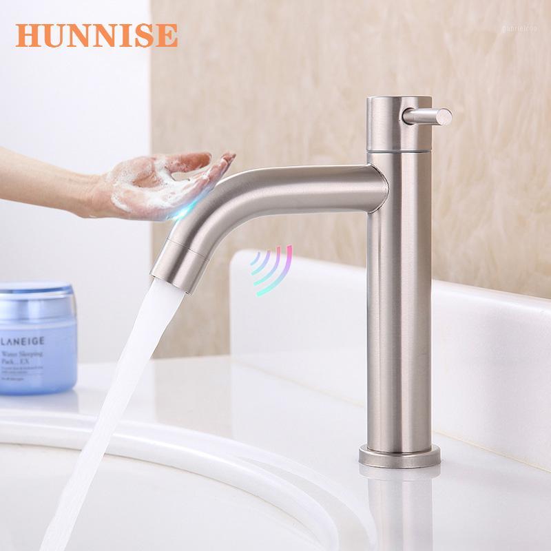 

Touch Basin Faucet Brushed Nickel Sensor Bathroom Mixer Tap Single Cold Basin Faucet Smart Touch Bathroom Faucets1
