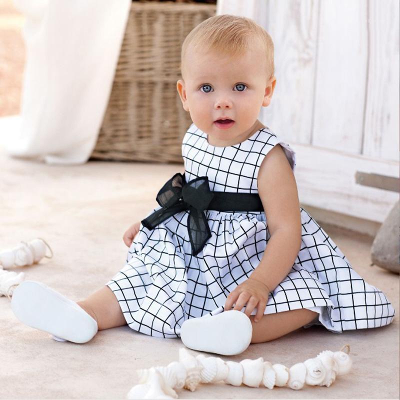 

0-2 Years Baby Kids Girls Dress Summer 2020 Girls Clothing White Plaid Sleeveless Princess Dress Party Costume1, Y05b-bs-5102