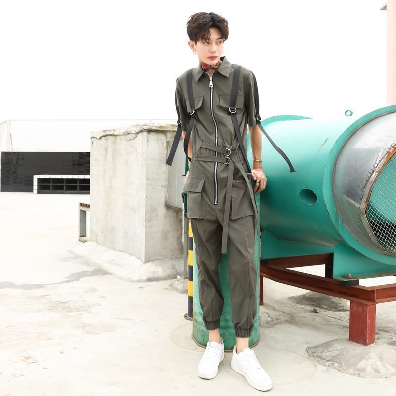 

2021 S-6xl!! See New Style of Young Jumpsuits Casual Short Sleeve Suit Personality Nine Coveralls Korean Version ZDMD, 11