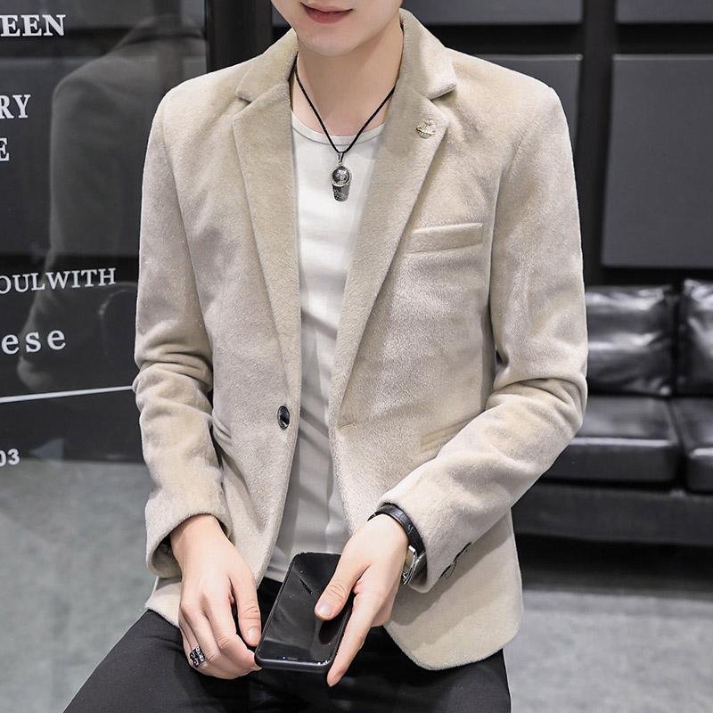 

Men's Suits & Blazers Autumn And Winter Long Sleeve Small Suit Male Korean Version Slim Handsome Youth Fashion Casual Occupation Trend Coat, Black