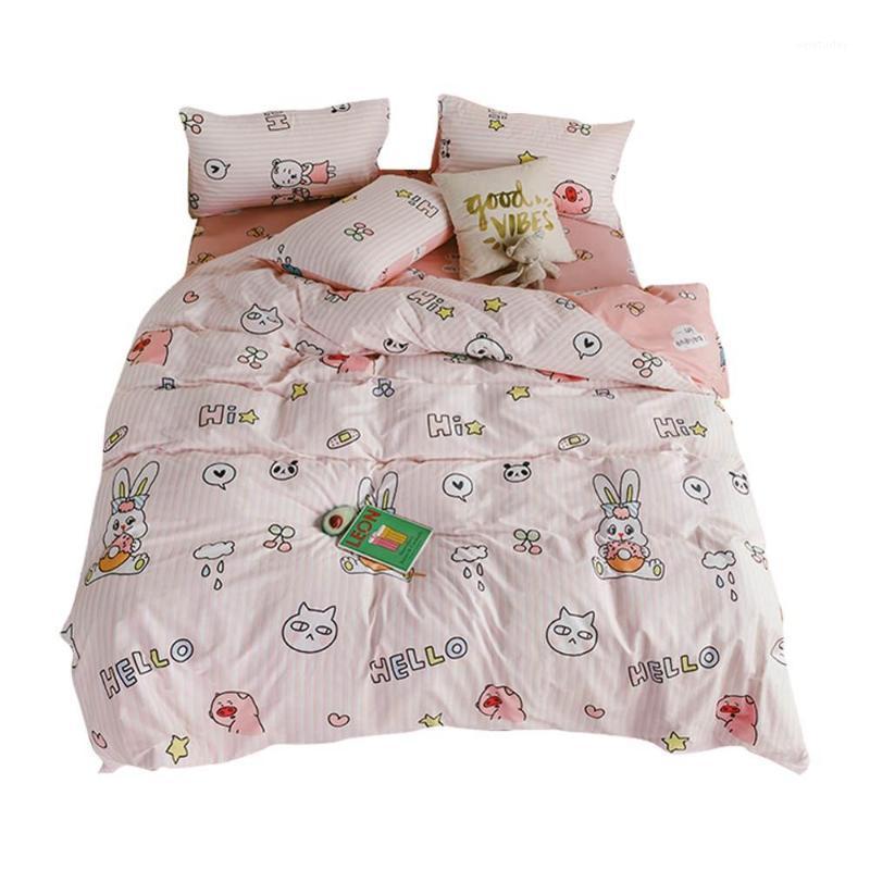 

Pink Lines Cats Pigs Panda Duvet Cover Set Flat Fitted Sheet Cotton Bedlinens Hypoallergenic  Queen Size Bedding Set1, 20195502