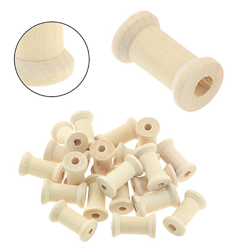 

20Pcs 27*16MM Vintage Style Wooden Bobbins Spools Reels Organizer For Sewing Ribbons Twine Wood Crafts Tools Thread Wire