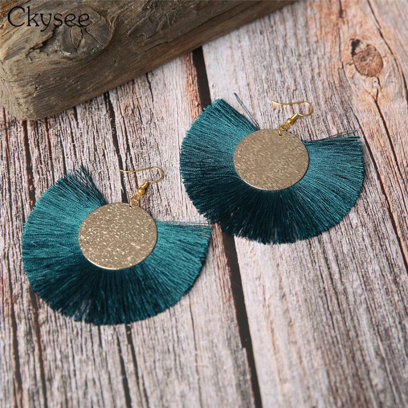 

Dangle & Chandelier Ckysee Bohemian Boho Long Tassel Earrings For Women Big Pendientes Fashion Flat Round Alloy Beads Statement Jewelry